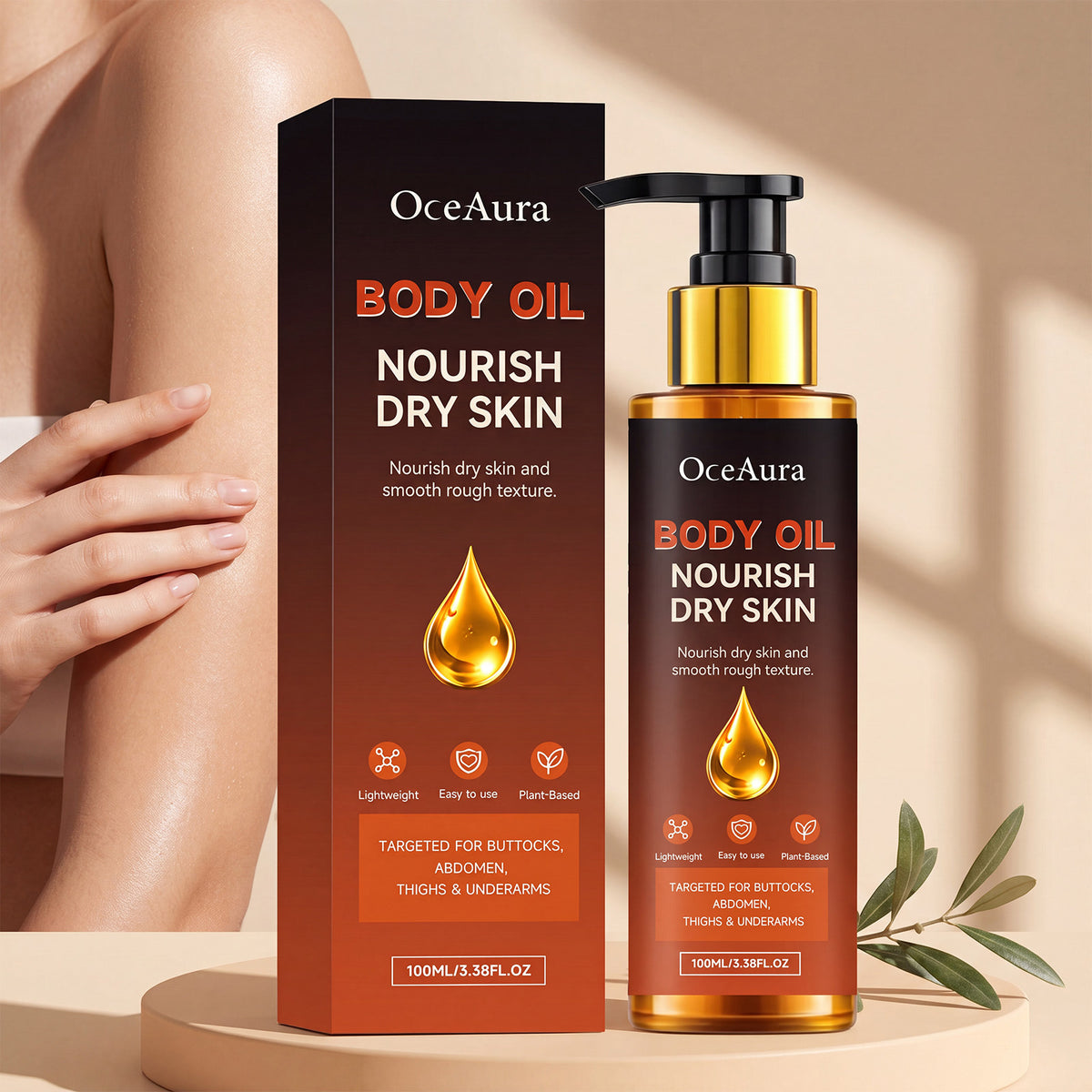 Firming Body Oil with Grape Seed & Rose Hip Oil - 100ml Natural Moisturizer