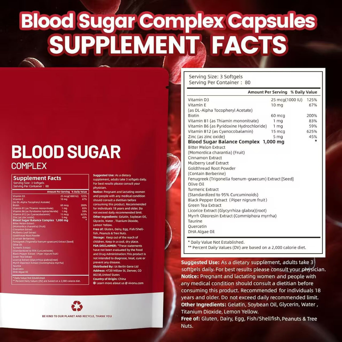 Blood Sugar Support Softgel Complex with Oregano Oil - 240 Capsules