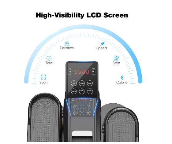 Compact Under-Desk Elliptical Machine - Black with LED Monitor