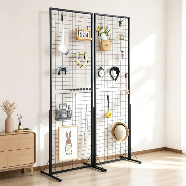 2-Pack Gridwall Display Tower - Double-Sided Floorstanding Rack