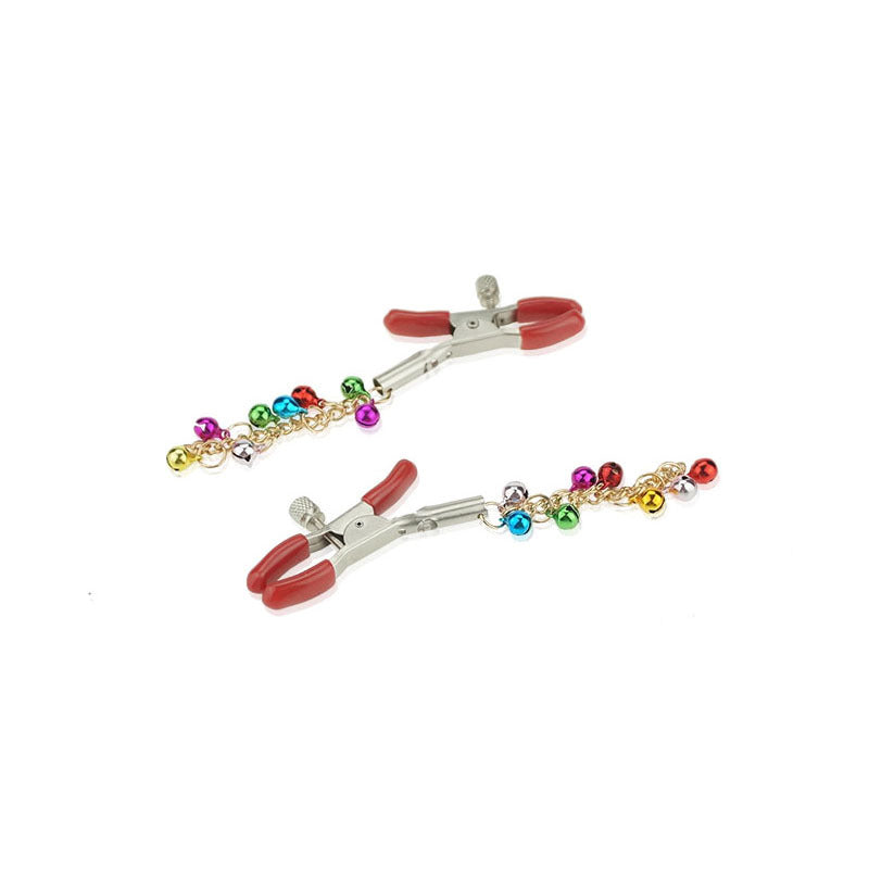 Colorful Gold Bell Nipple Clamps - Couple Adult Intimate Jewelry