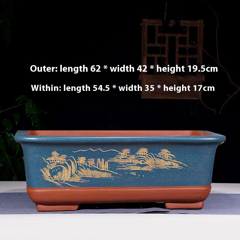 Rectangular Non-Porous Rockery for Bonsai Trees Garden Decor