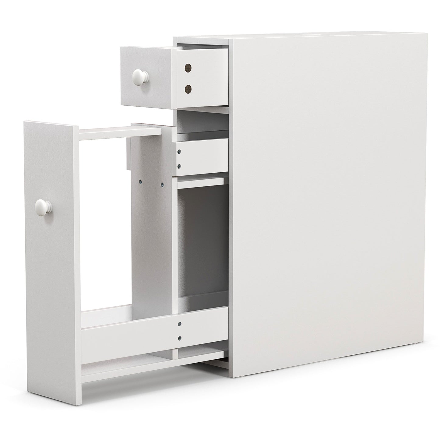 White Bathroom Storage Cabinet - Slim Space Saver Organizer