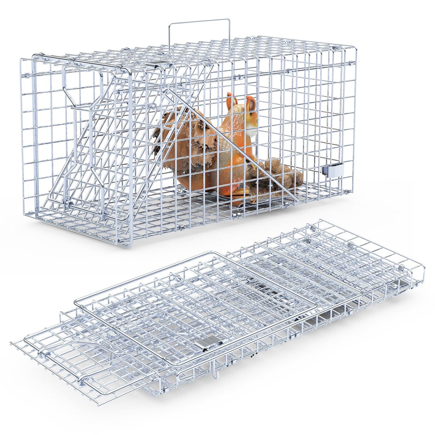 2-Pack Humane Live Animal Trap Cage 18x8x10 Inches for Small Animals