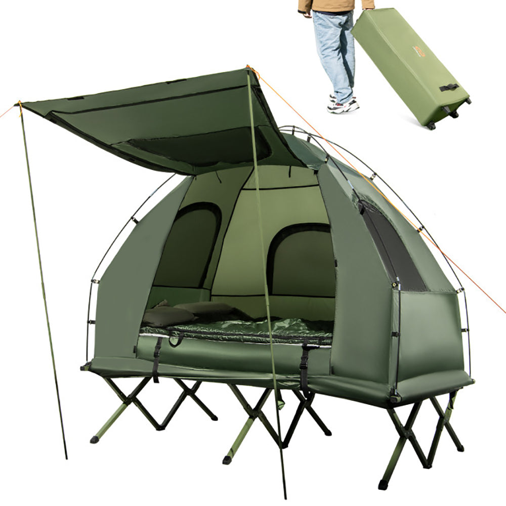 Multifunctional Foldable Camping Tent Cot with Air Mattress & Sleeping Bags
