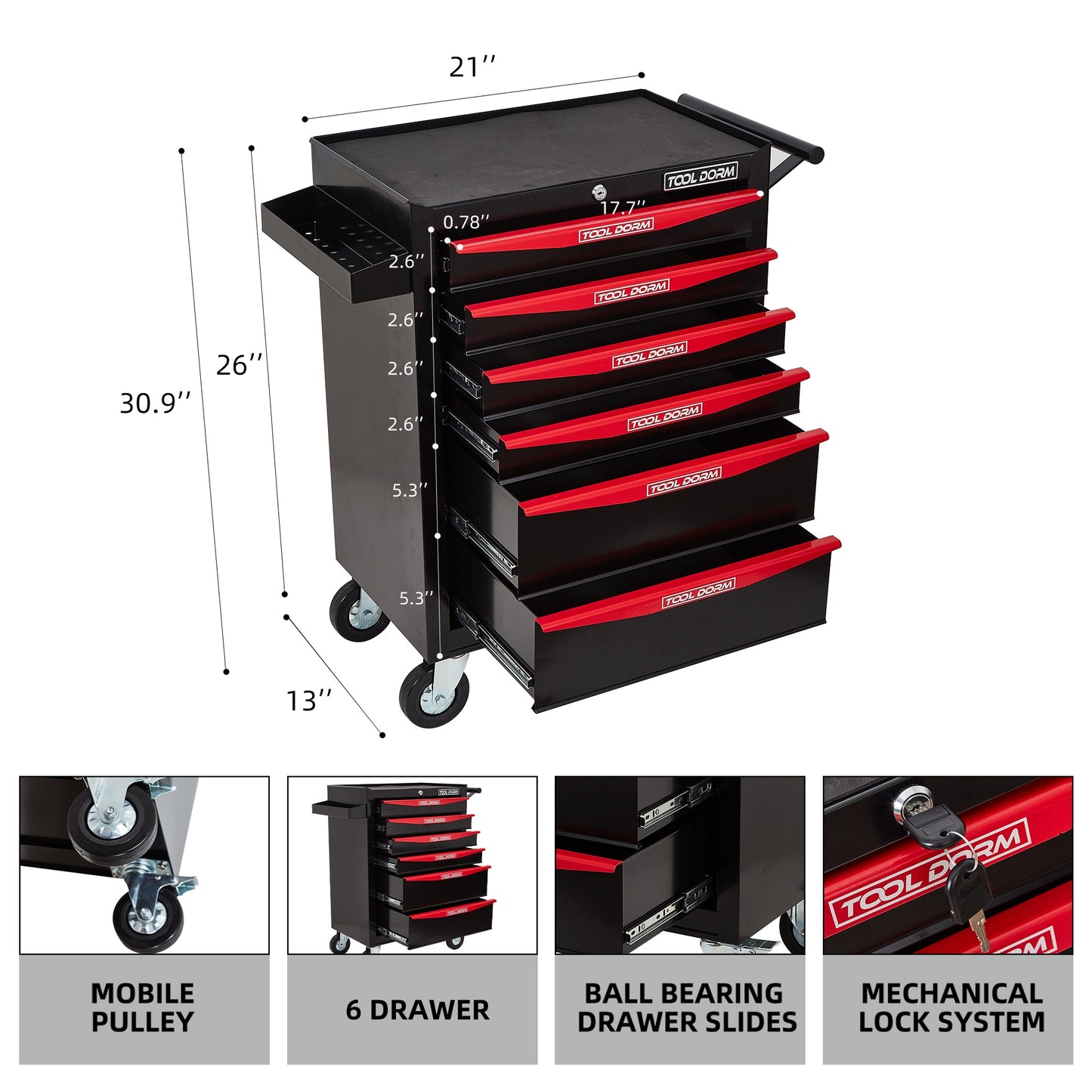 Tool Cabinet 21inch With Wheel And Drawers