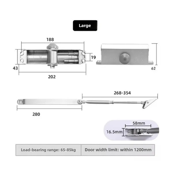 Hydraulic Door Closer with Adjustable Speed for Fireproof & Sliding Doors