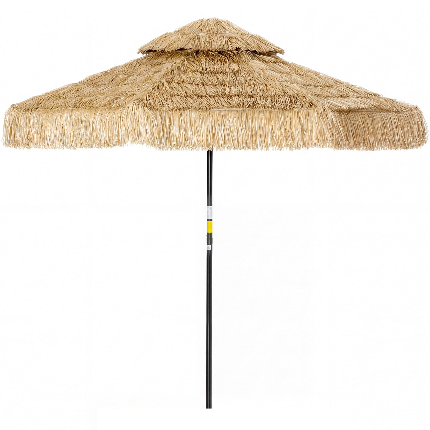 8.5 FT Tiki Patio Umbrella - Two-Tier Tropical Outdoor Canopy, Khaki