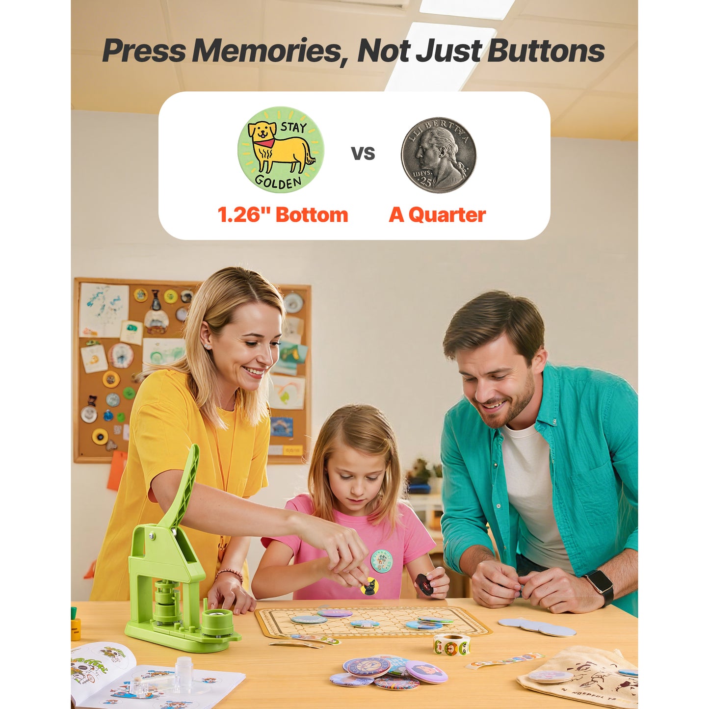 Button Maker Machine 1.26 Inch with 500 Button Parts & Accessories