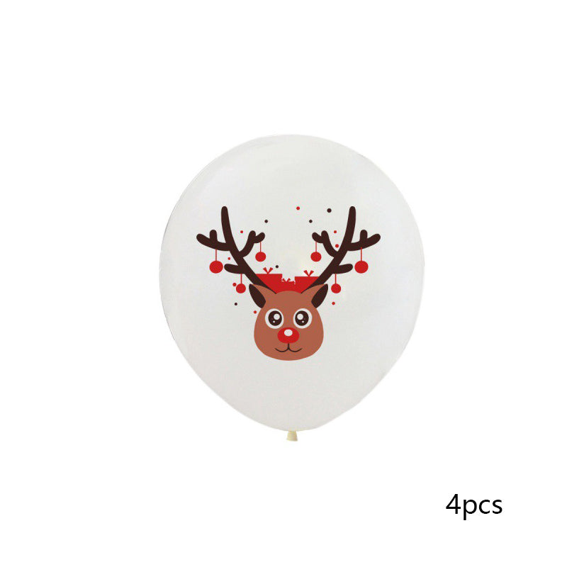 Christmas Latex Balloon Elk Santa Decoration Set - 12 Inch Holiday Party Balloons