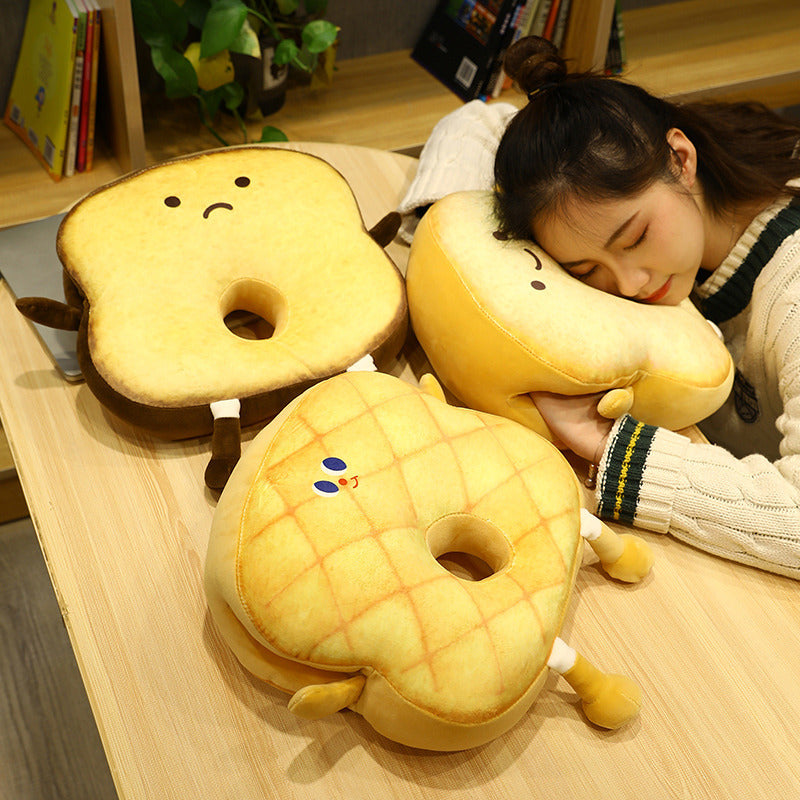 Sleeping Pillow Replica Bread Toast Cushion - Multi-Color & Size 35x30x10cm