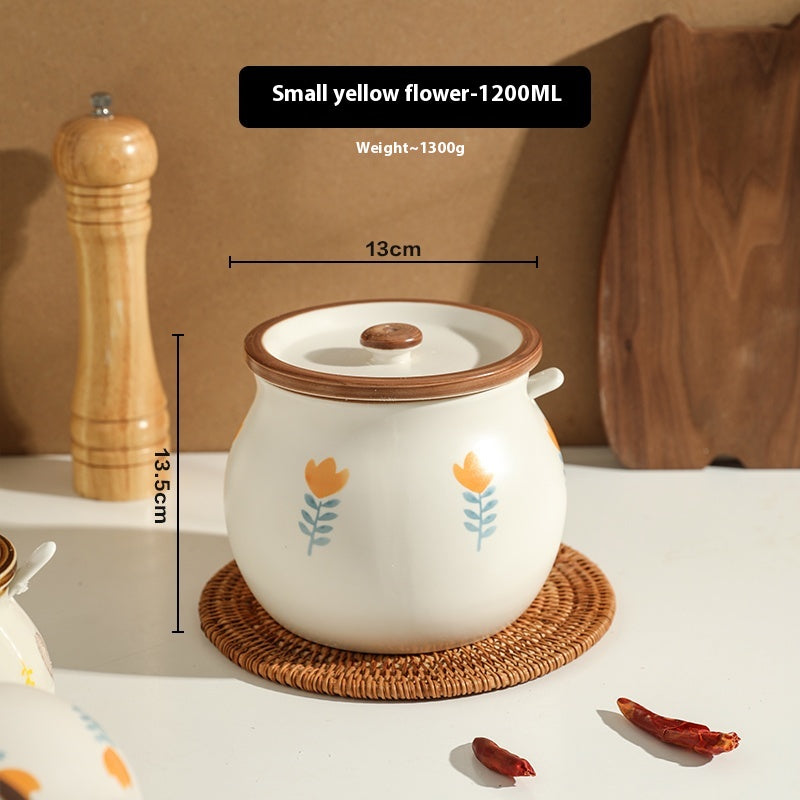 Ceramic Lard Jar with High-Temperature Resistance for Kitchen Storage