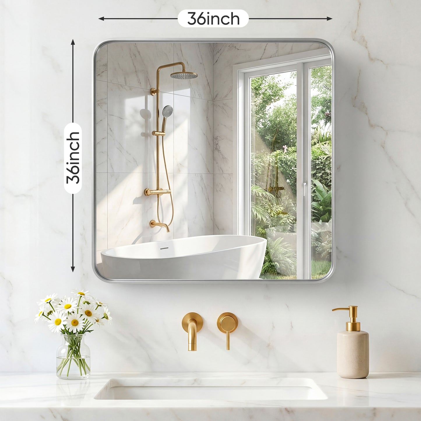 Rectangular Metal Frame Wall Mirror - Modern Decorative Home Decor