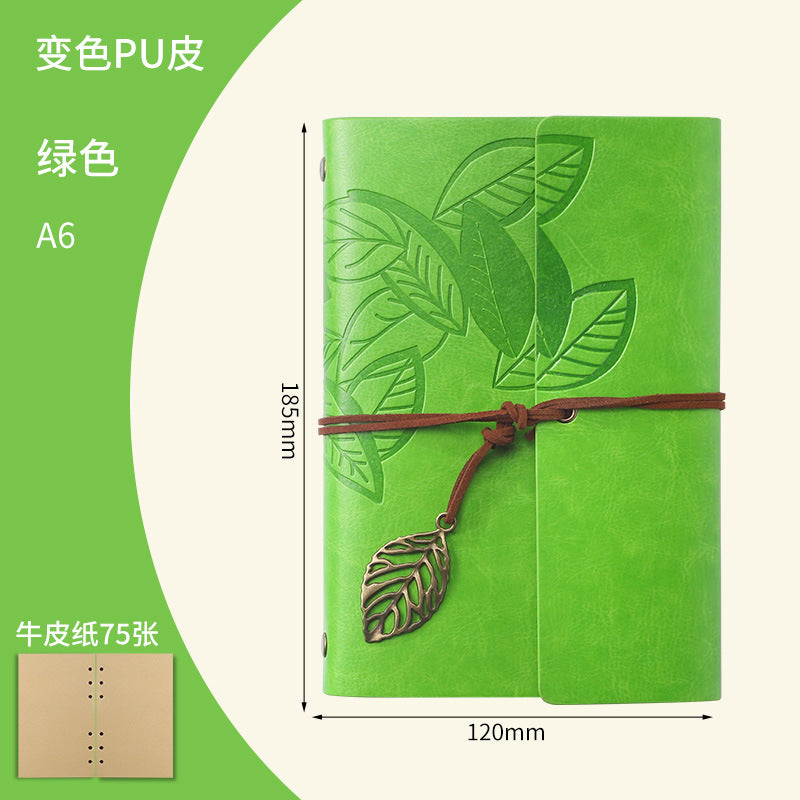 Vintage Travel Notebook - Loose Leaf Diary with Imitation Leather Cover