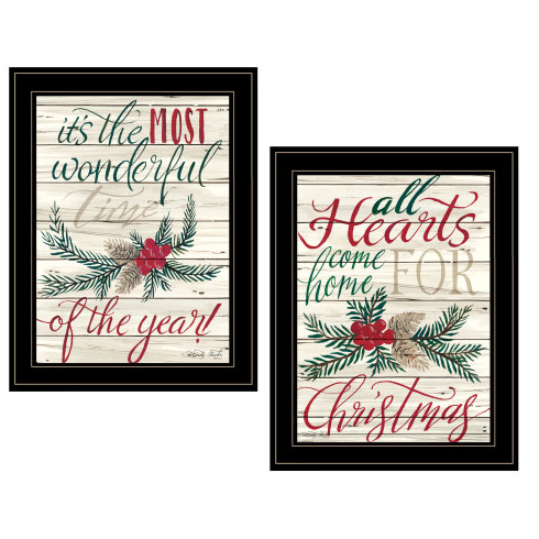 "All Hearts Come Home for Christmas" 2-Piece Framed Vignette - Multicolor