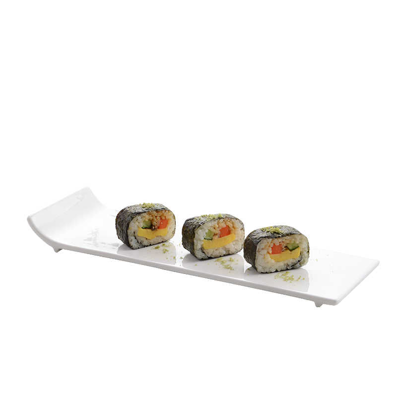 White Ceramic Rectangular Sushi Plate - Flat Dinnerware in Multiple Sizes