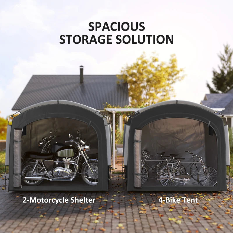 Portable Waterproof Bike Storage Tent for 3-4 Bicycles - Black Garden Shed
