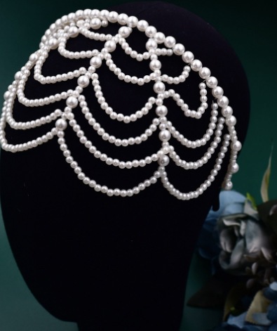 Pearl Bridal Tiara with Forehead Decoration for Wedding and Special Occasions