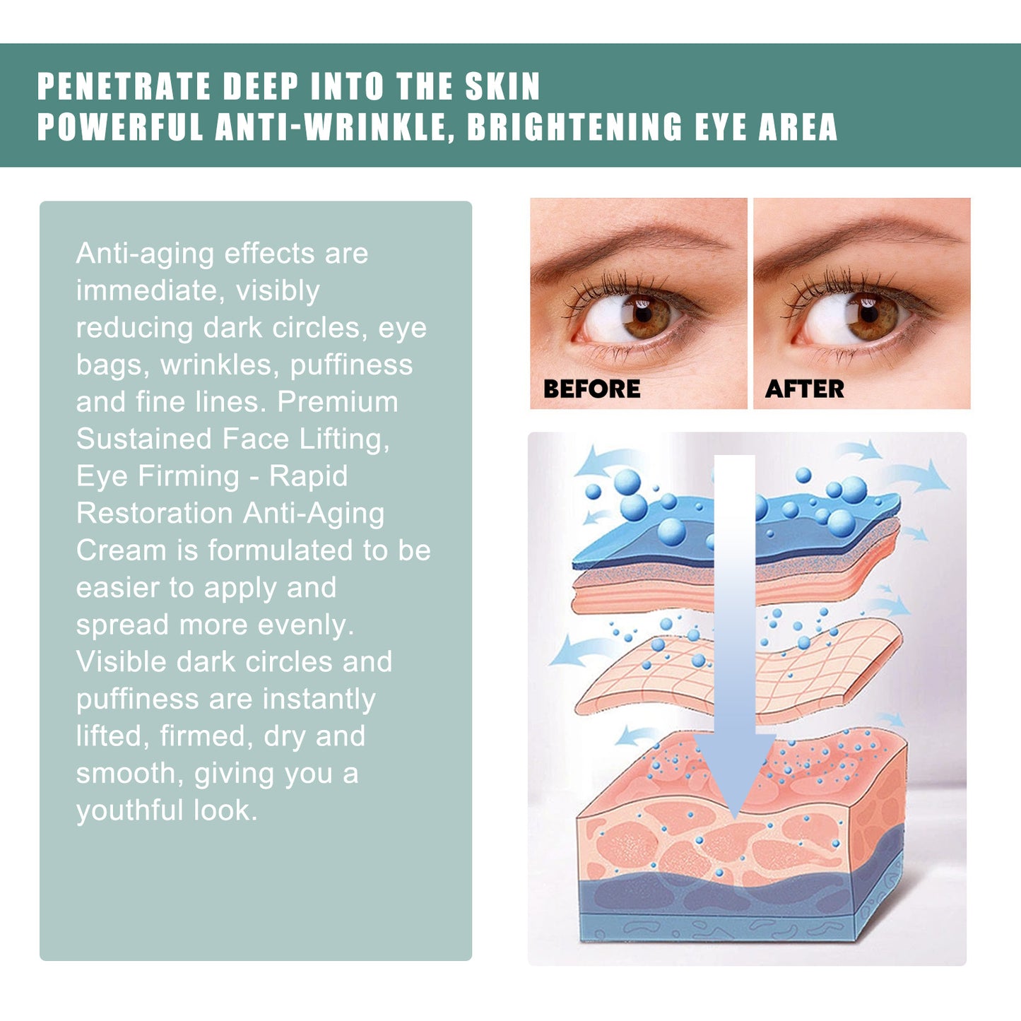 Anti-Wrinkle Eye Cream with Collagen & Hyaluronic Acid for Dark Circles