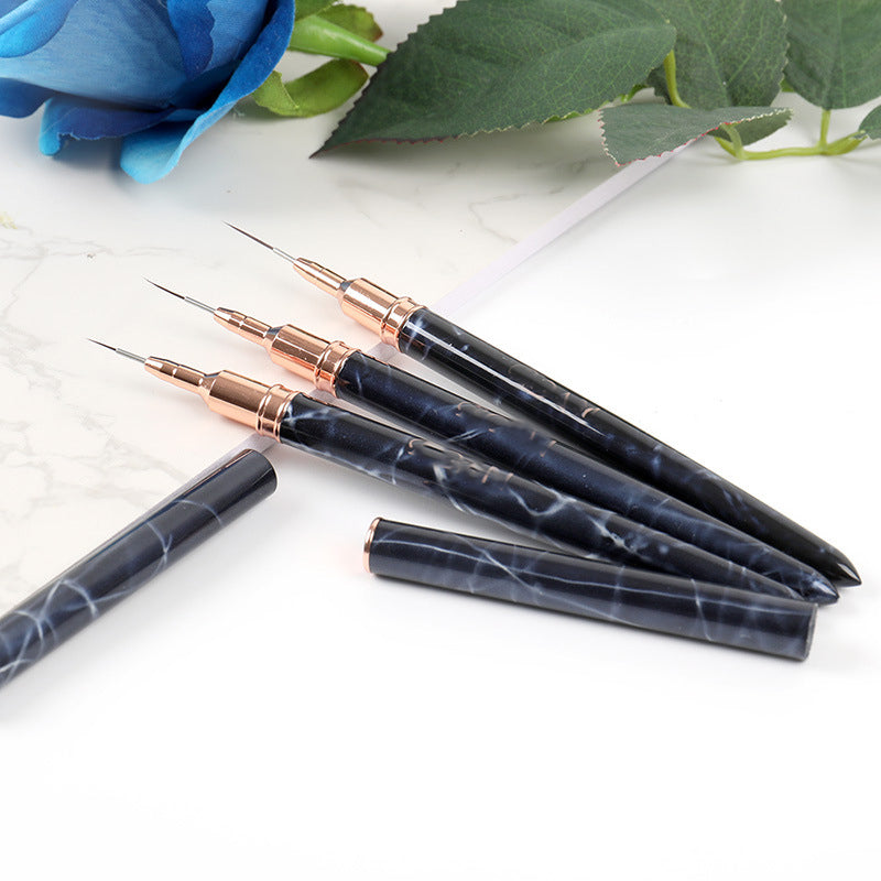 Black Marbled Nail Art Brush Pen - Multiple Sizes