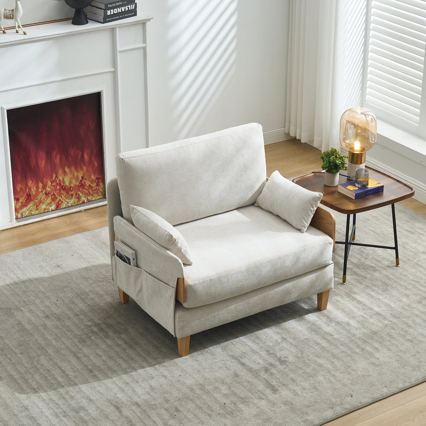 Foldable Sofa Bed Recliner - 3-in-1 Convertible Sleeper, Beige