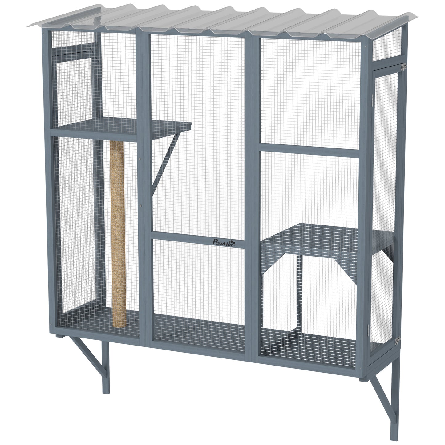Outdoor Cat Enclosure for 2-3 Cats with Platforms & Scratching Post