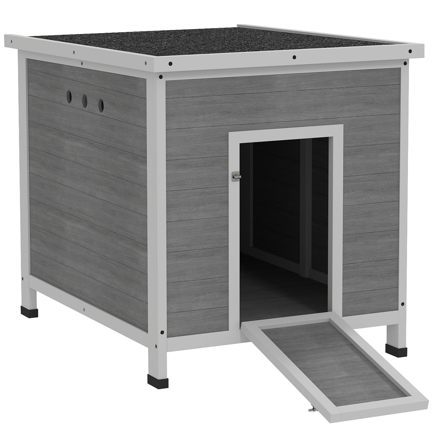 Wooden Duck Coop with Openable Roof, Removable Floor & Ramp, Fits 2-4 Birds - Light Gray