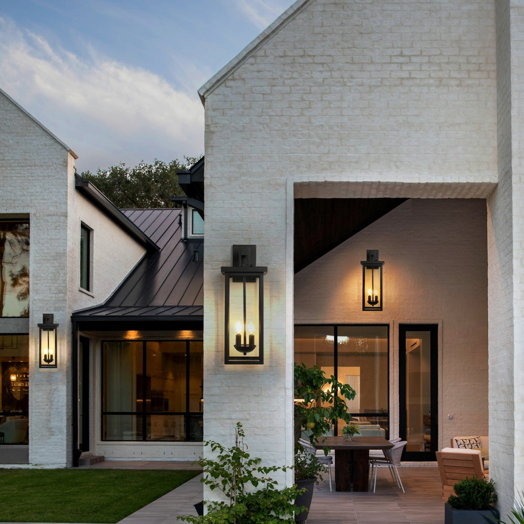 Outdoor Wall Lantern with Dusk to Dawn Sensor - Matte Black