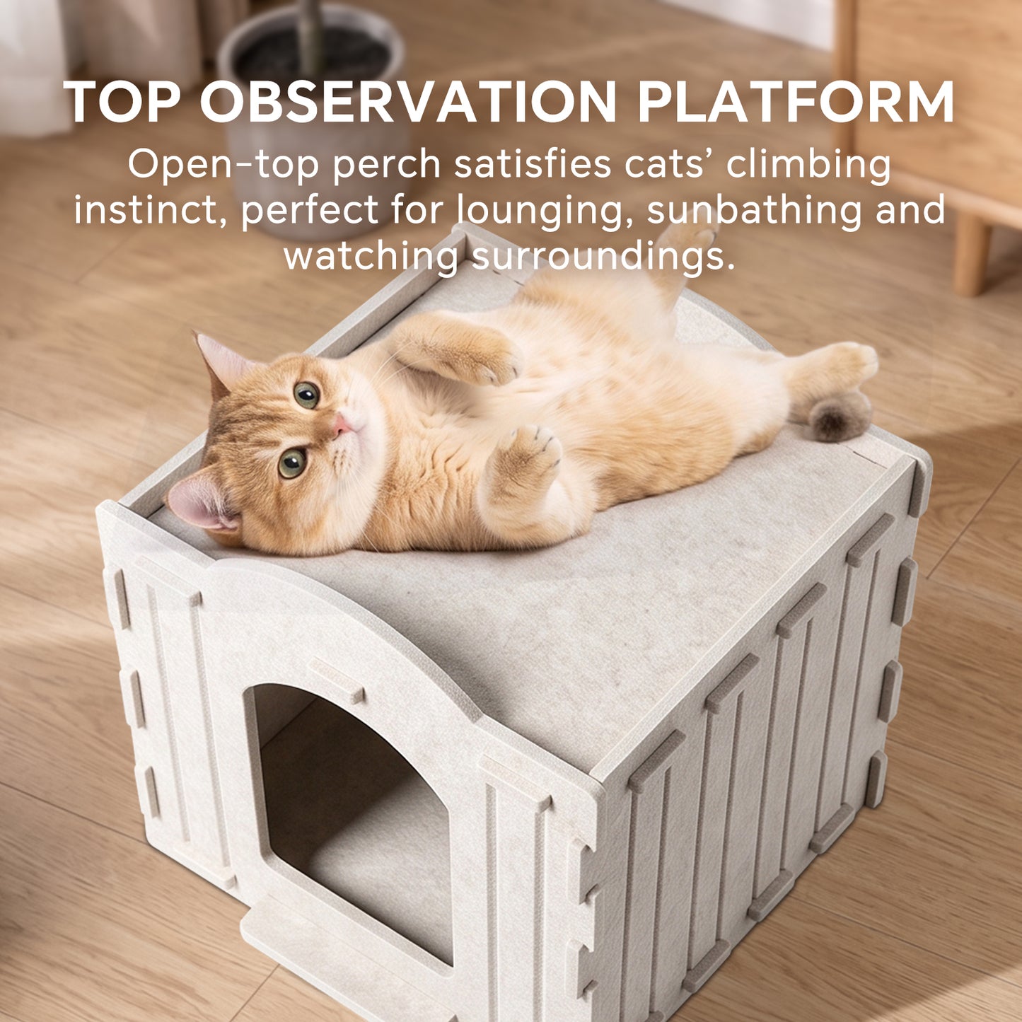 Square Cat Bed for Pets - White Soft Pet House & Cozy Resting Spot