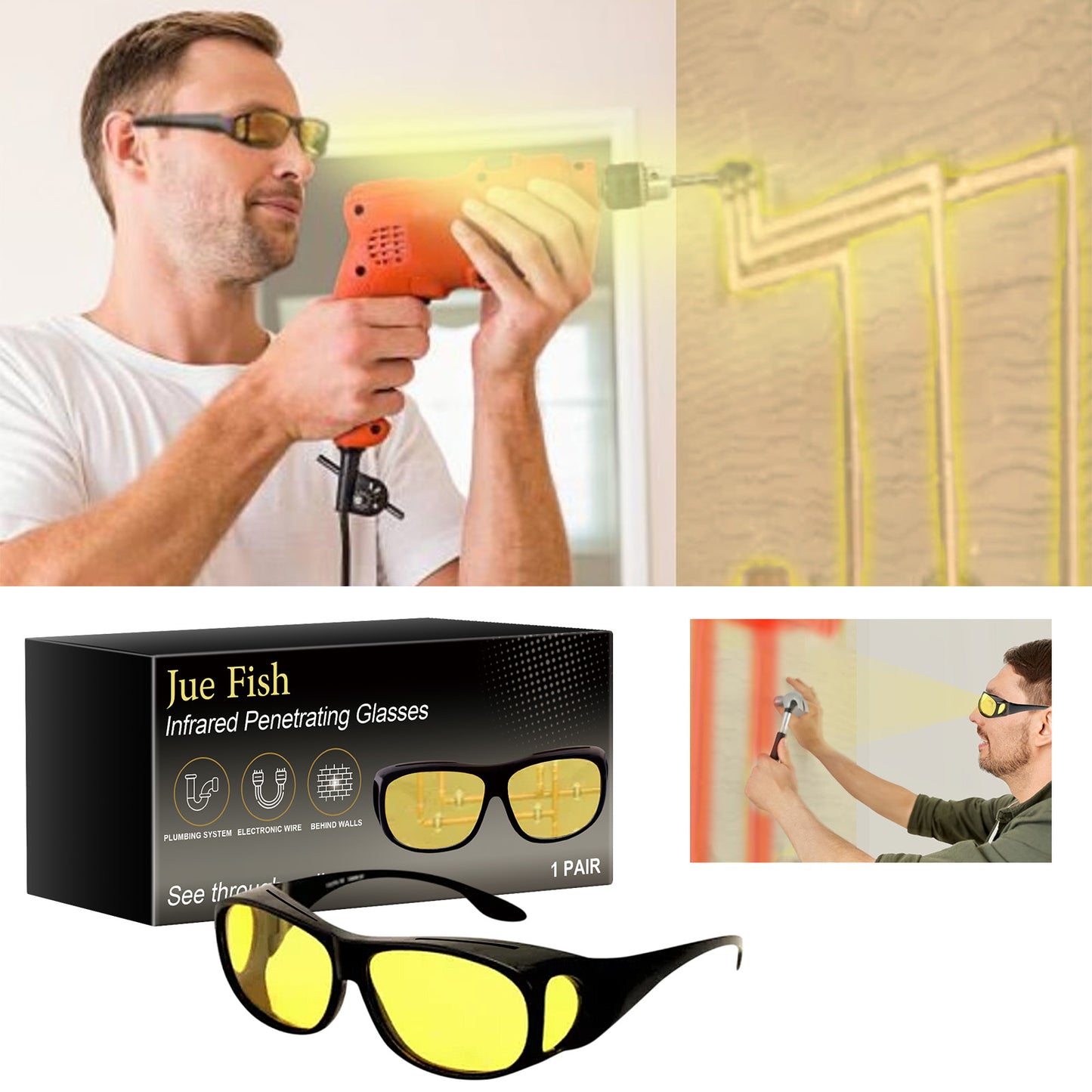 Infrared Penetrating Glasses for Wall Inspection - 150ml Safety Eyewear