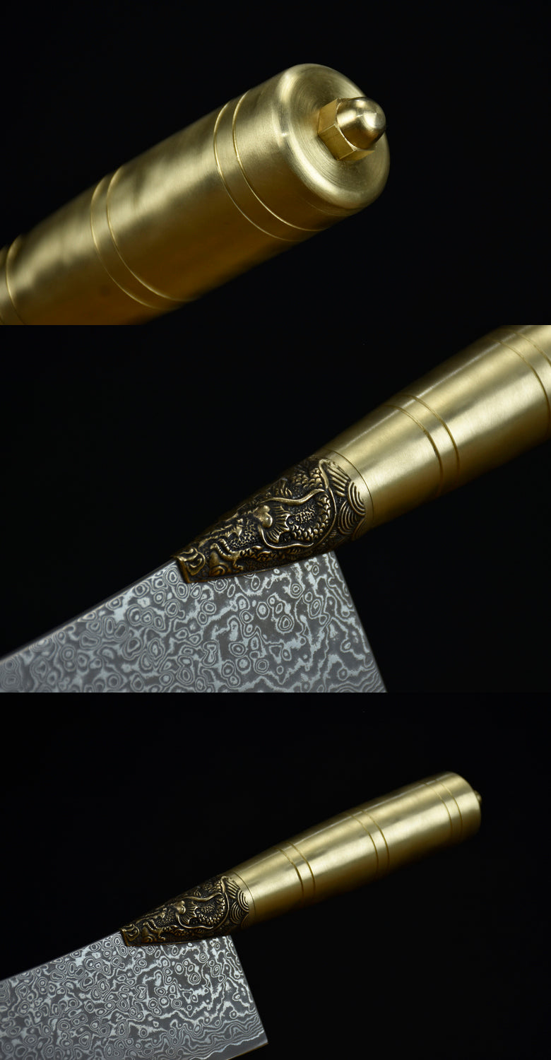 Damascus VG-10 Steel Kitchen Knife with Black Handle - 21cm Blade