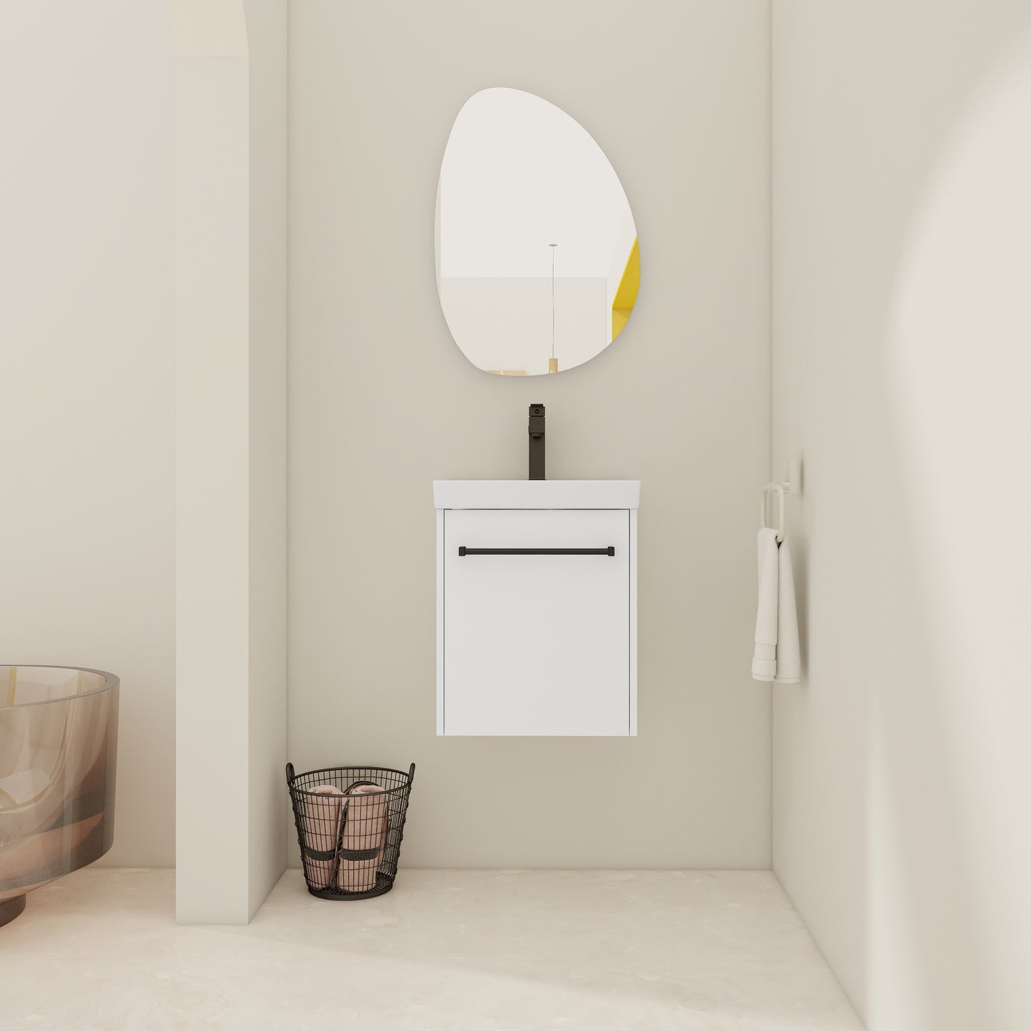 18'' Floating Wall-Mounted Bathroom Vanity With Ceramic Sink &