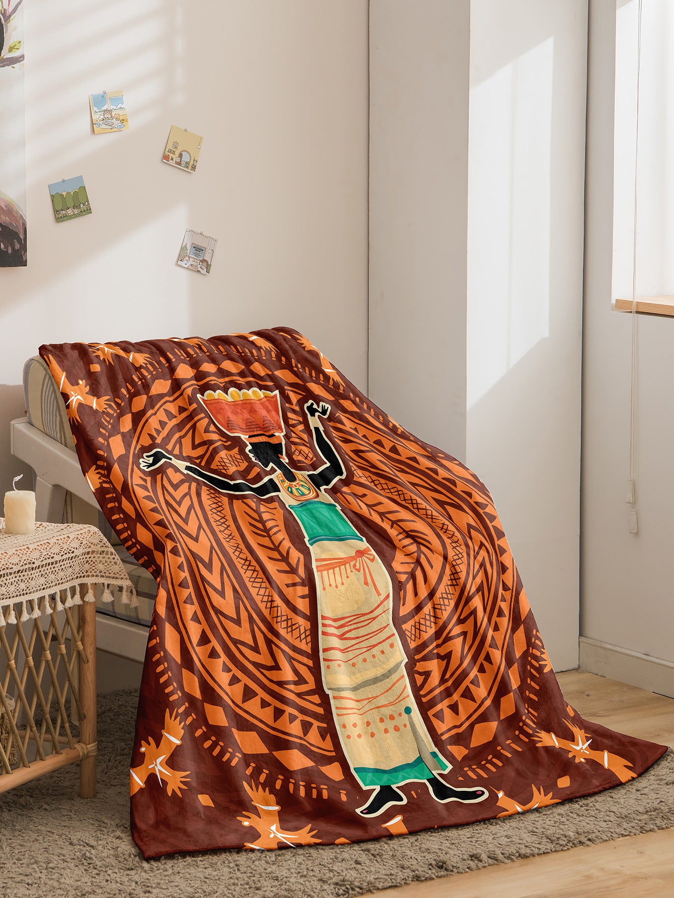 Indian Style Flannel Blanket - Digital Print Bohemian Bedding
