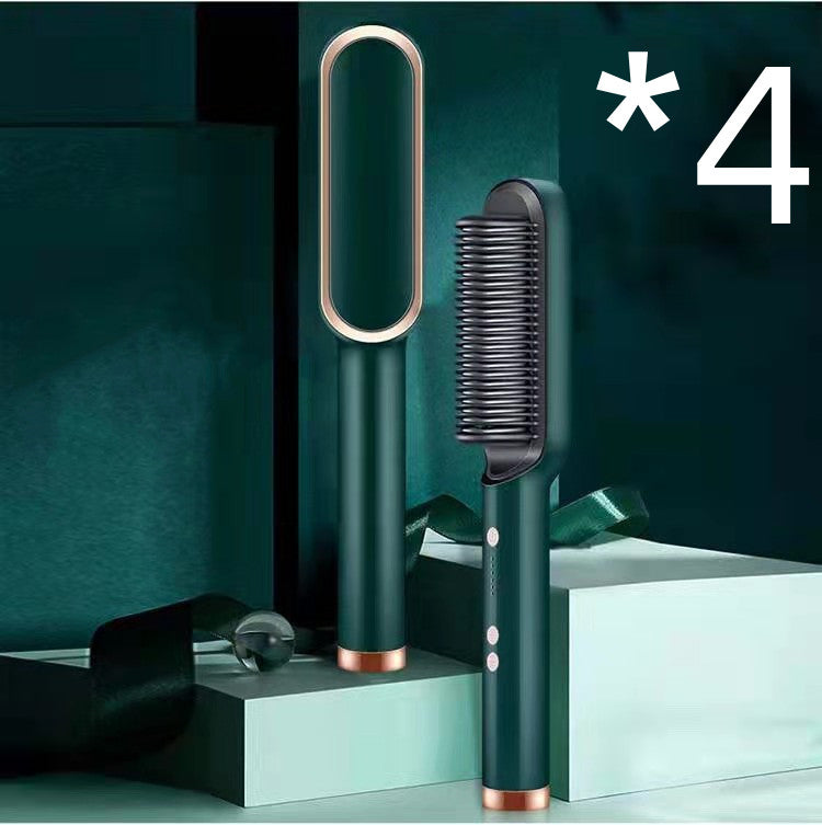 2-in-1 Hair Straightener Curling Iron Hot Comb with Negative Ions - Multi-Functional Electric Hair Styling Brush