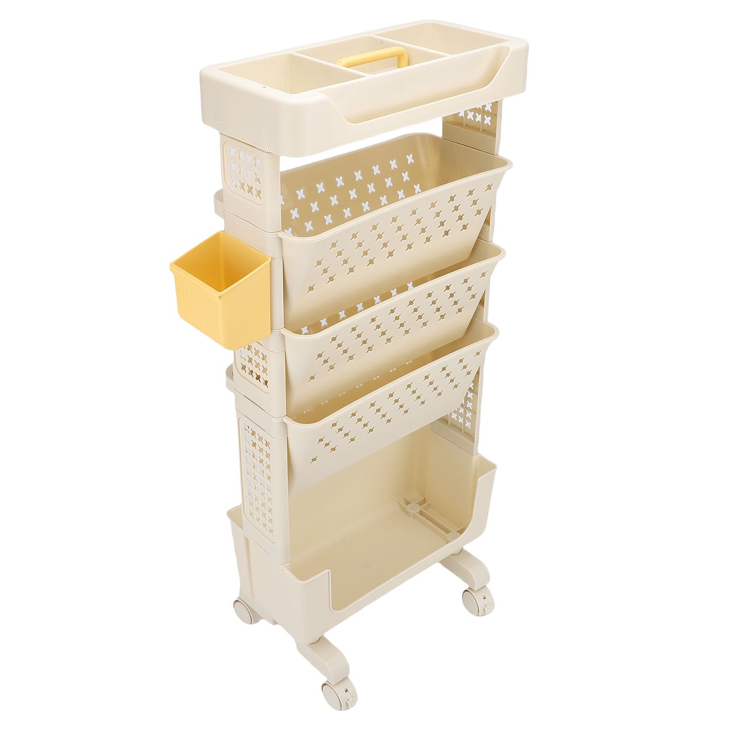 Rolling Book Cart 5 Tier PP Multi Functional Movable Storage Rack