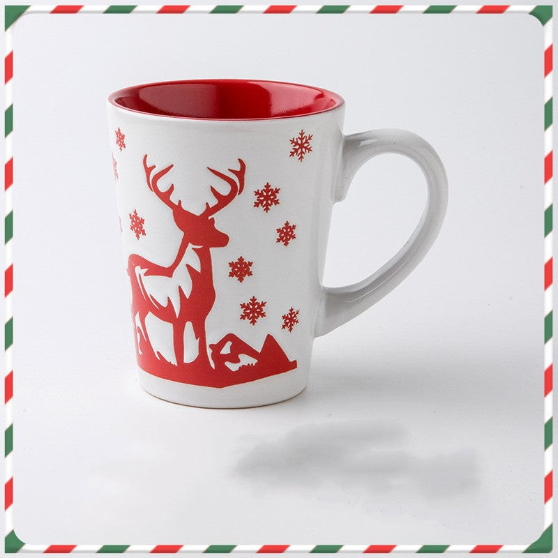 Christmas Cartoon Snowman Santa Ceramic Mug - Holiday Gift Drinkware
