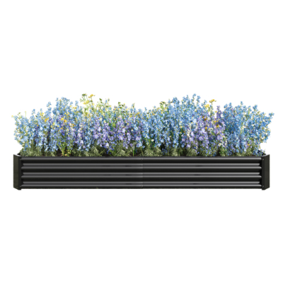 Metal Raised Garden Bed Kit 7.6x3.7ft for Vegetables, Flowers, Herbs - Black