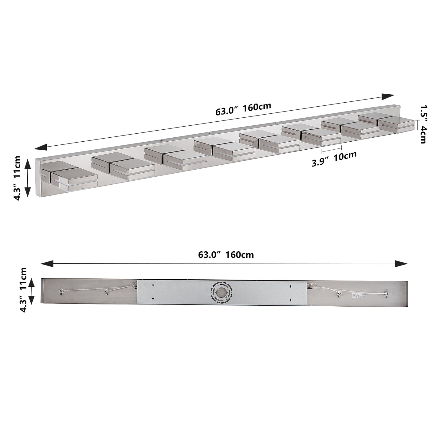 Modern Chrome LED Vanity Light - 8-Light Wall Sconce