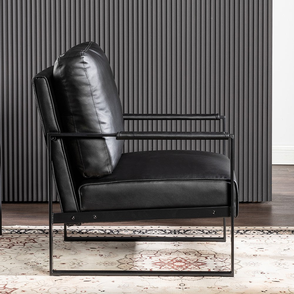 Classic Mid Century Modern Accent Chair With Durable Square Metal