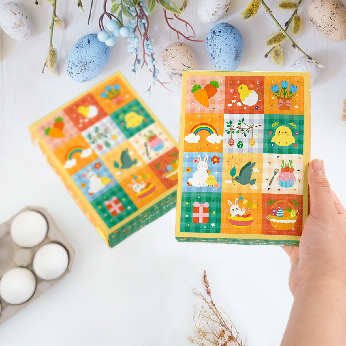 15-Piece Spring Theme Party Favor Boxes - Bunny & Carrot Design