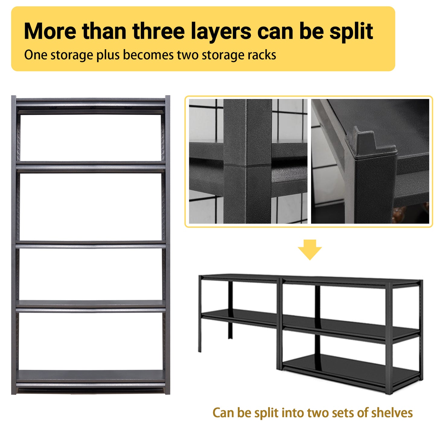 63 H 5 Tier Metal Shelves For Storage Garage Shelving 2000LBS Heavy