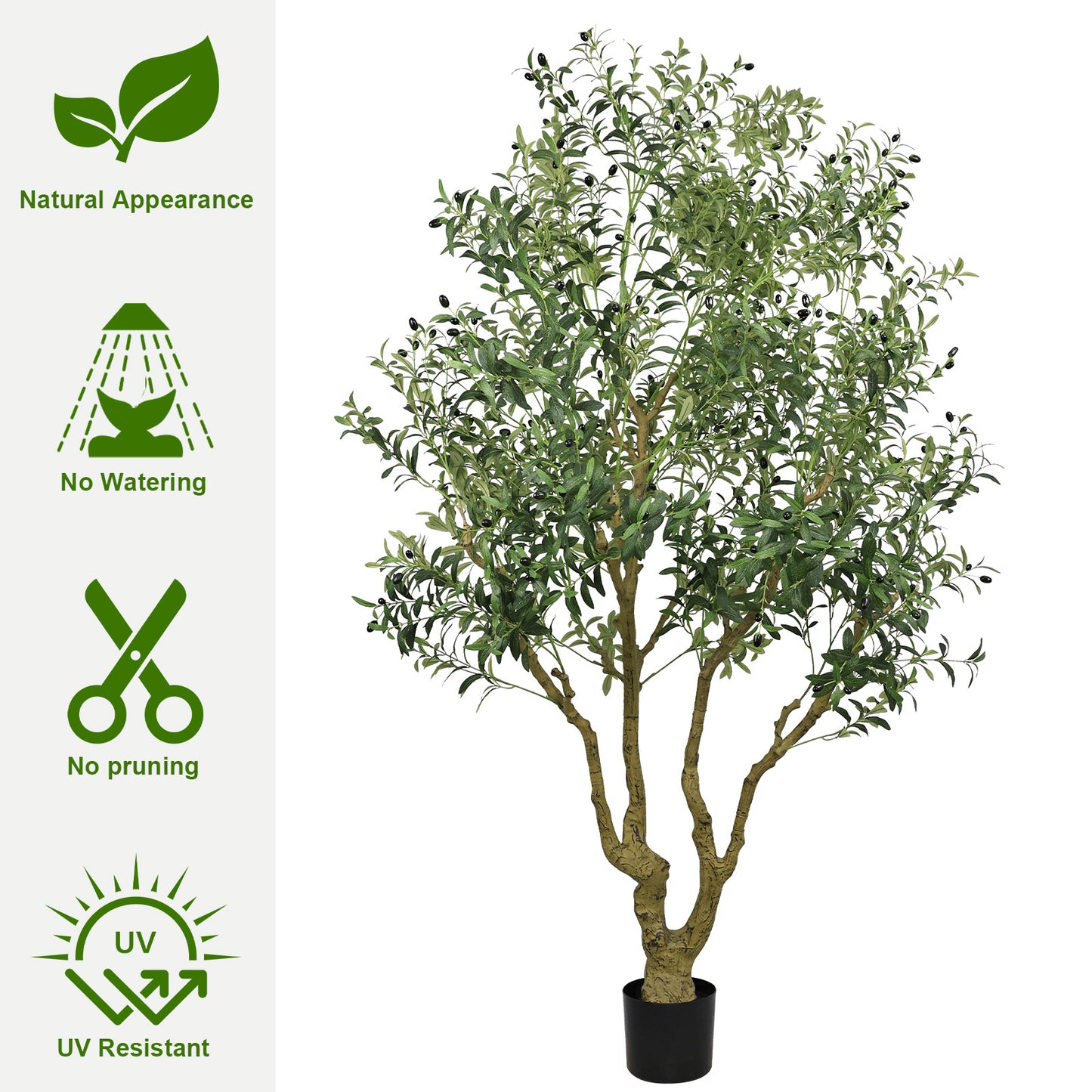 8FT Tall Artificial Olive Tree - Lifelike Faux Potted Plant