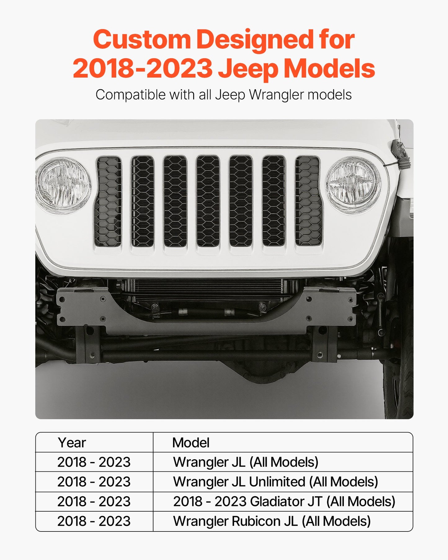Trailer Hitch Winch Mount for Jeep Wrangler JL/JT 2018-2023 - Black Steel