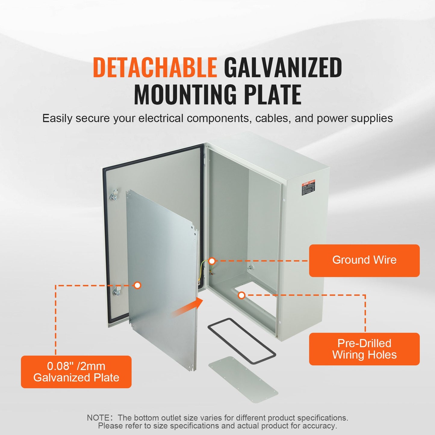 Wall-Mounted Steel Electrical Enclosure Box 27.6 x 19.7 x 9.8 in IP66 Weatherproof