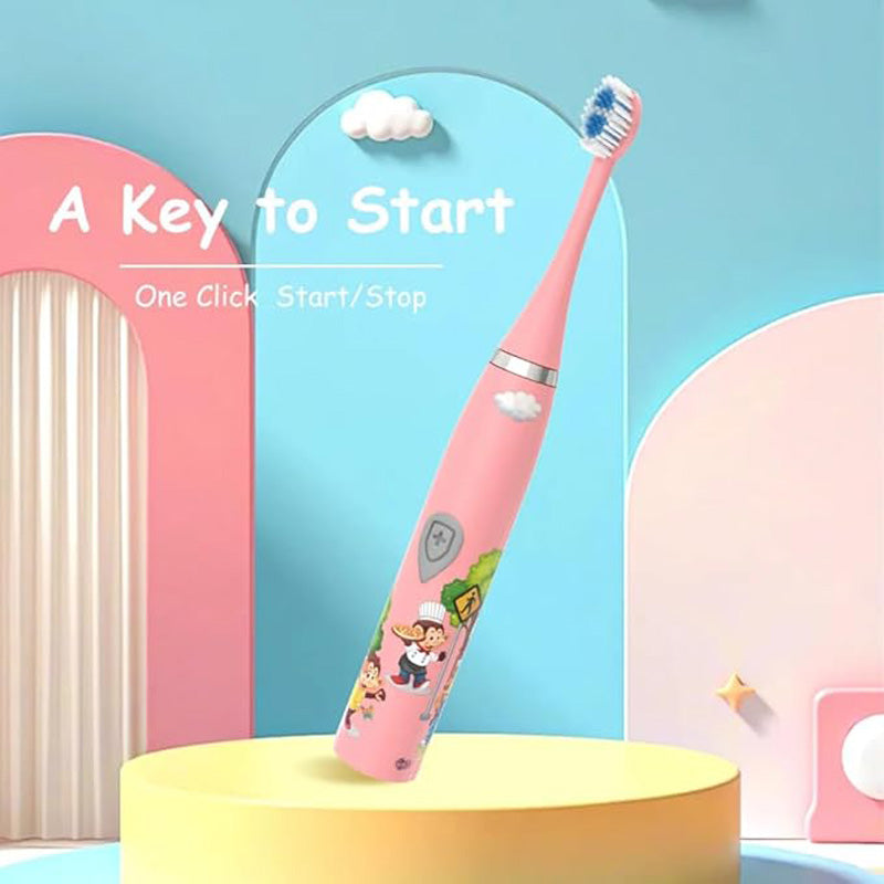Kids Sonic Electric Toothbrush - Waterproof with 6 Replaceable Brush Heads