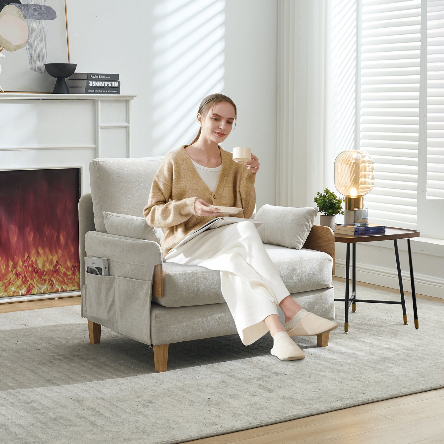Foldable Sofa Bed Recliner - 3-in-1 Convertible Sleeper, Beige