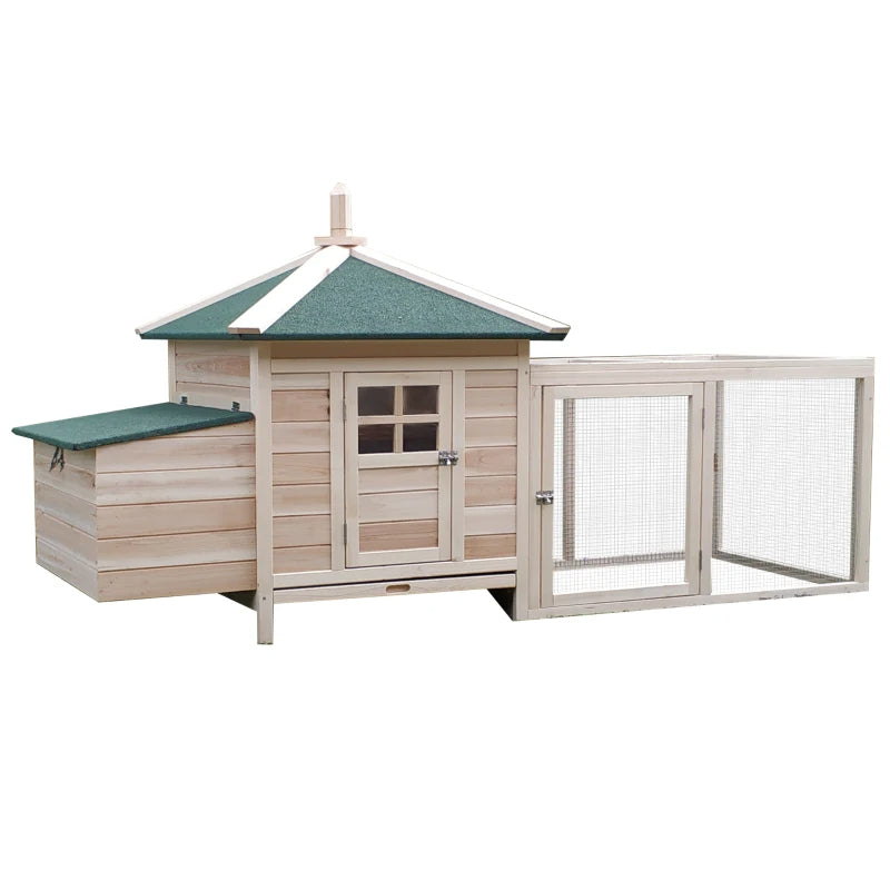 Wooden Chicken Coop with Nesting Box Outdoor Hen House with Ramp & Tray