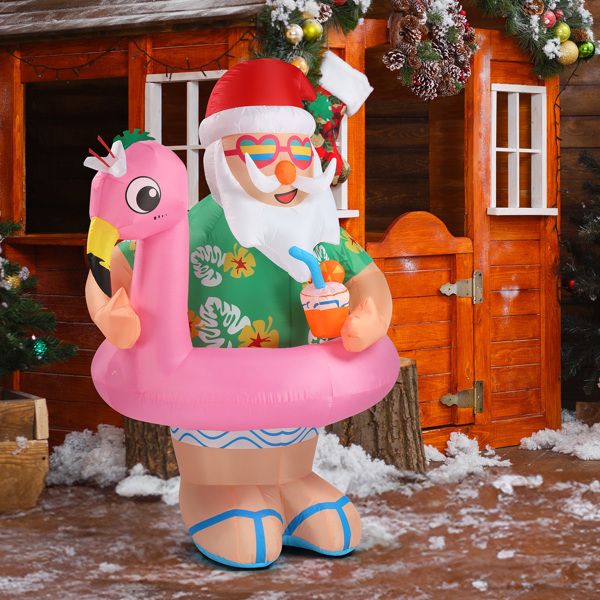 5.9 FT Inflatable Hawaii Santa Claus Decoration with LED Lights