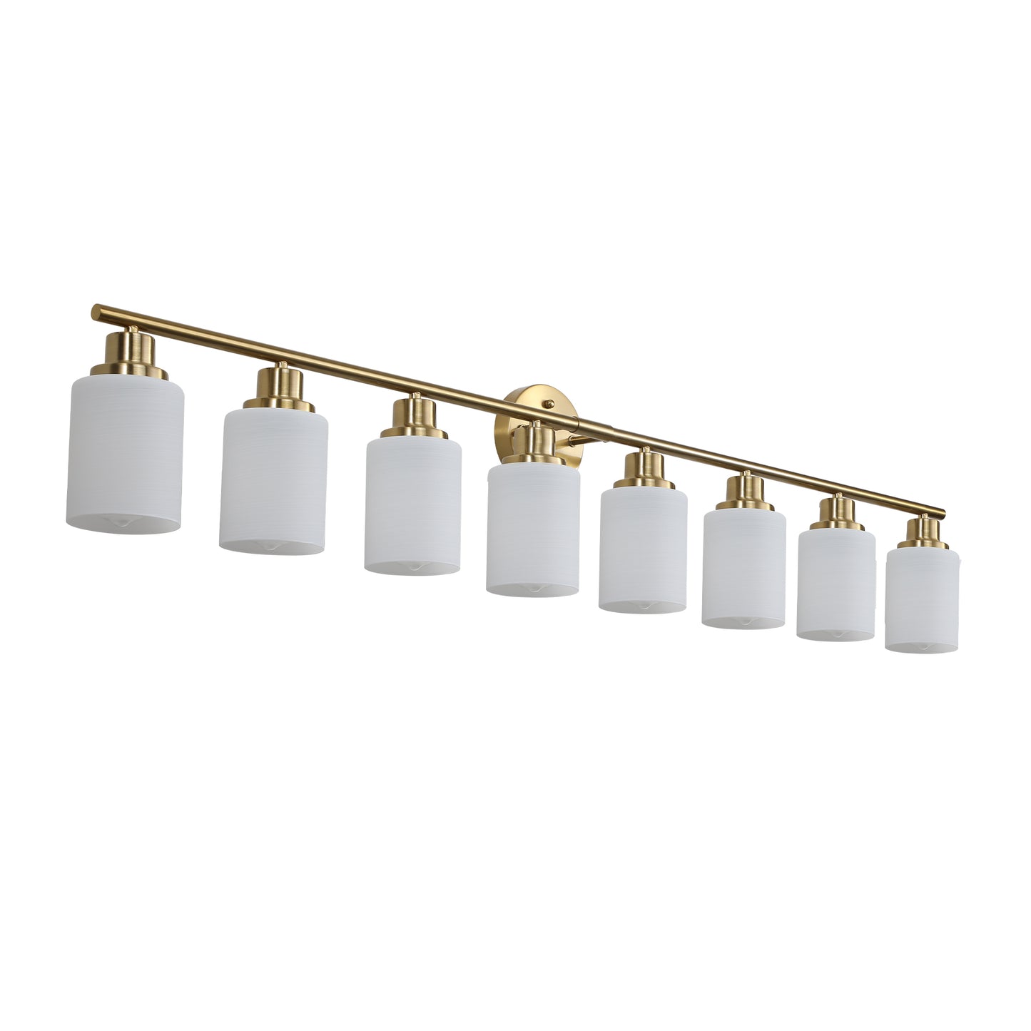 Modern 8-Light Wall Sconce - Golden Finish with Frosted Glass Shades