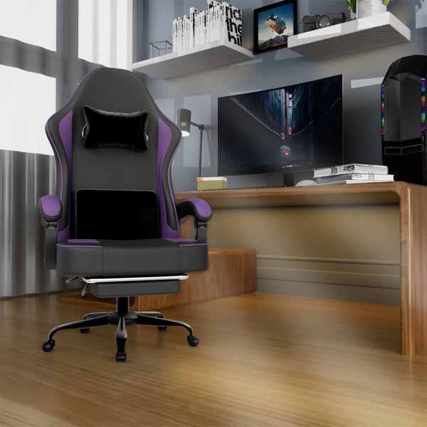 Ergonomic Gaming Chair with Footrest and Pocket Spring Cushion